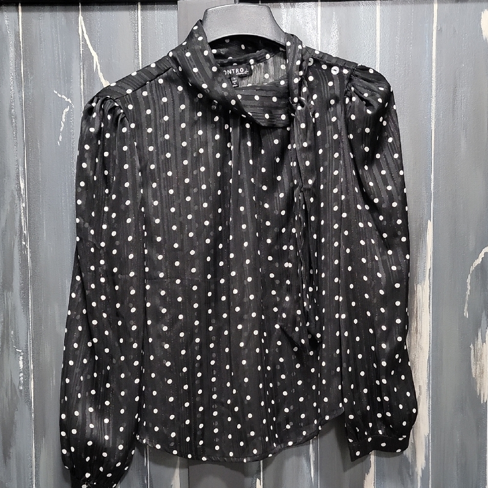 NWT Black Polka Dot Blouse by KONTROL